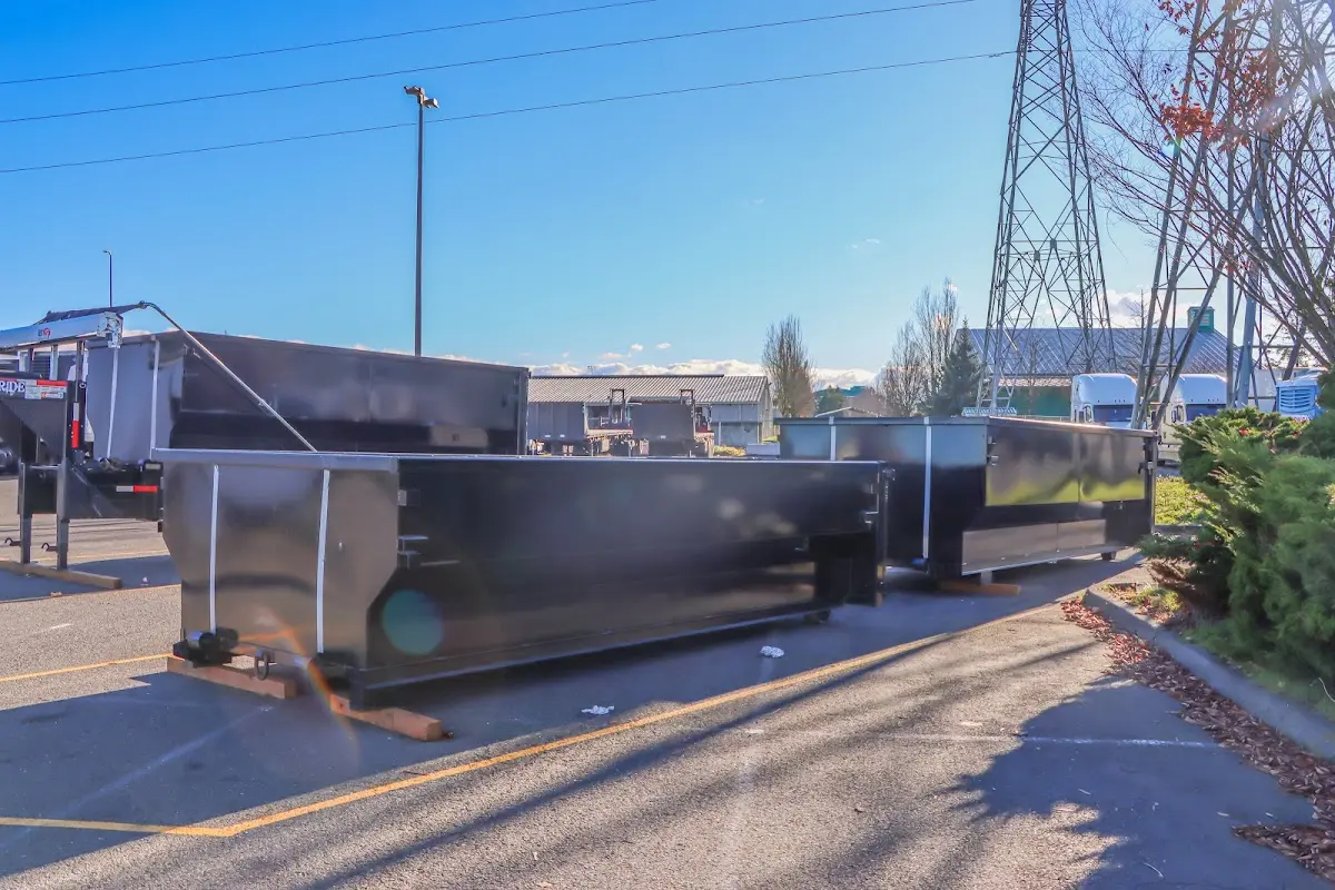 Roll-off dumpster ready for waste disposal at job site for 6 Yard Dumpster Rental in Sioux Center